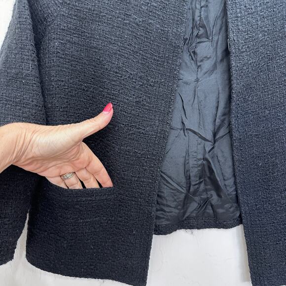 Vince women jacket black size 8 TWEED goth Grunge Old Money Preppy corporatecore - Picture 3 of 9